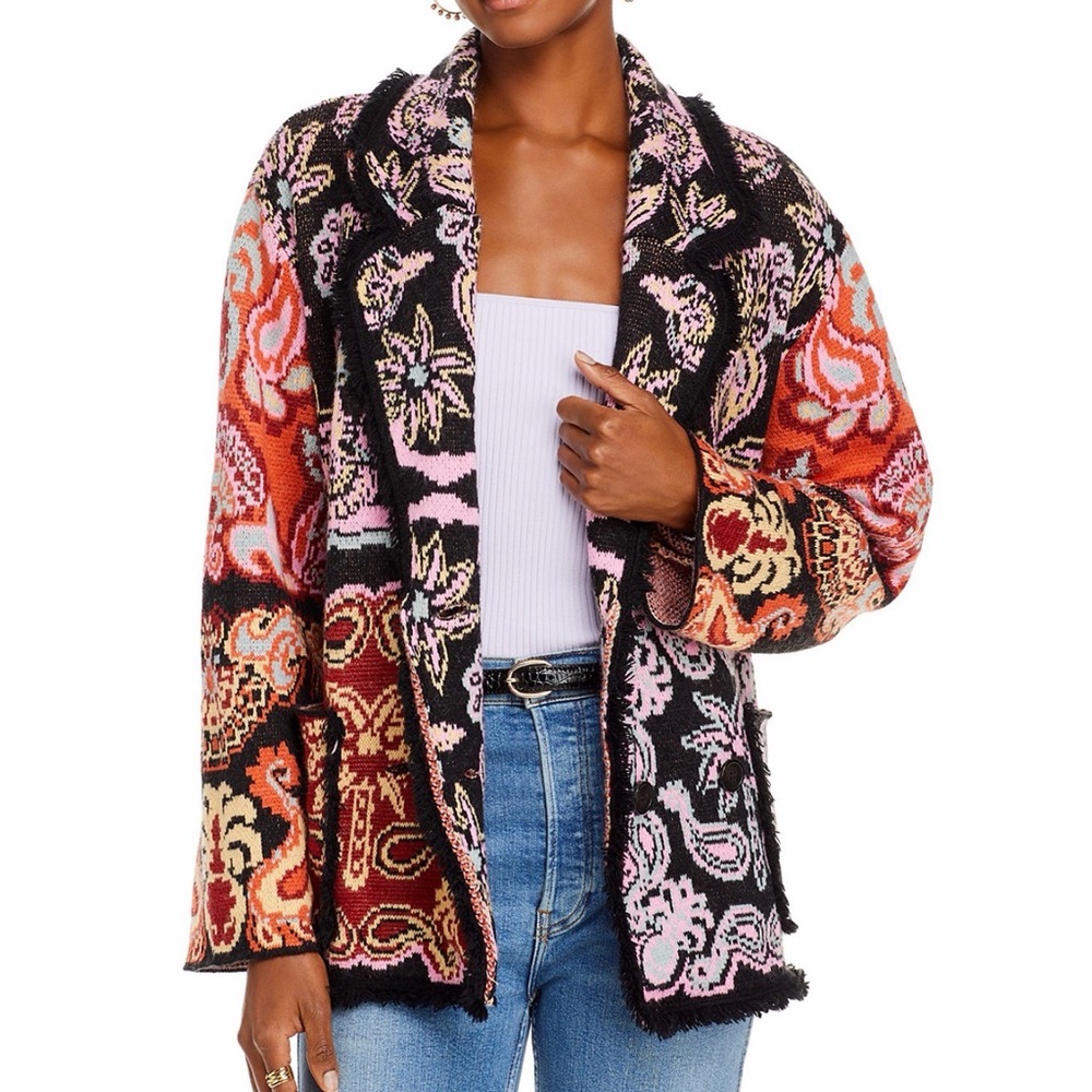NWOT Farm Rio Colorful Patterned Knit Cardigan Sz XS